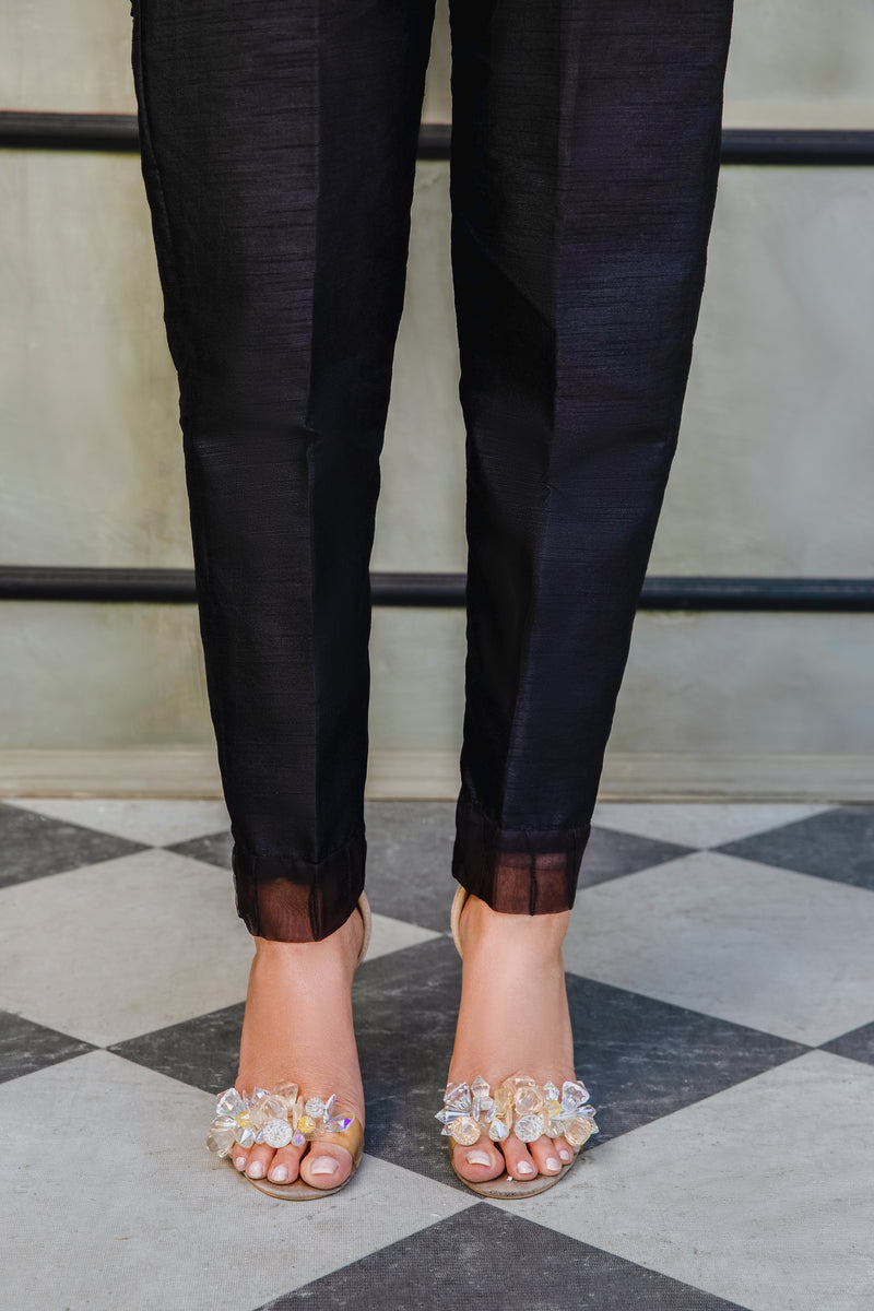 Raw Silk Trouser - Black