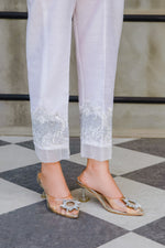 Raw Silk Fancy Trouser - White